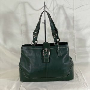 Coach Vintage Hampton Leather Carryall  Green RARE
